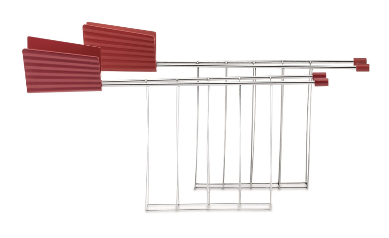 Set of 2 red Alessi Plisse toaster frames