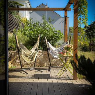 Fotel hamakowy ze stojakiem La Siesta Fiji Outdoor Cedar Comfort - 7