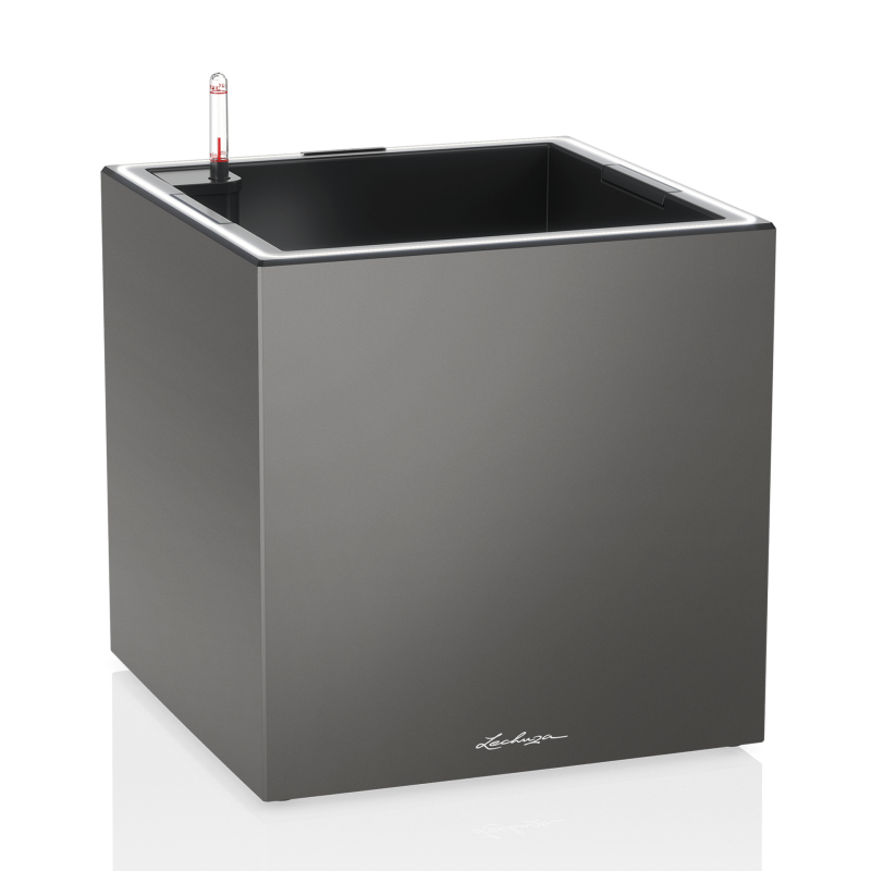 Lechuza Canto Premium 40 LED cube flowerpot anthracite metallic
