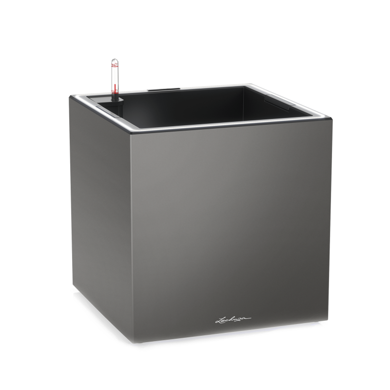 Lechuza Canto Premium 40 LED cube flowerpot anthracite metallic