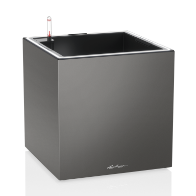 Donica Lechuza Canto Premium 40 LED kostka antracyt metallic