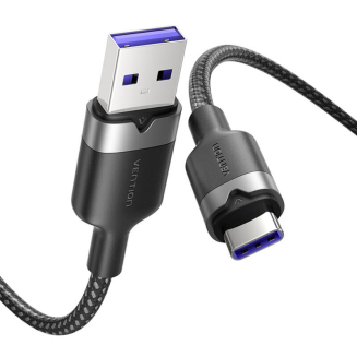 Kabel USB 2.0 A do USB-C 6A Vention CTOBF 1M (czarny) - 2