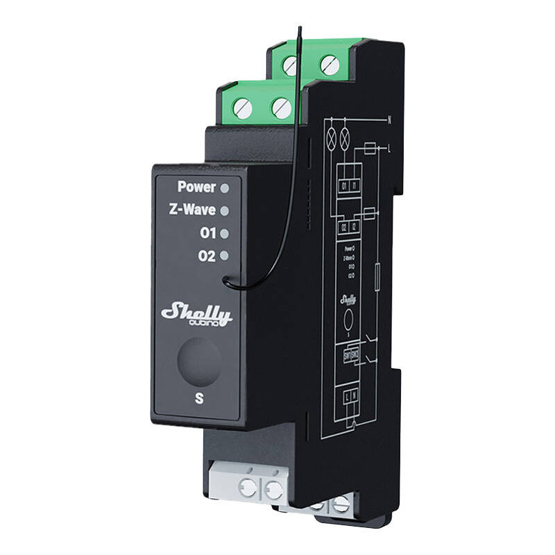 DIN Z-Wave transmitter SHELLY Qubino Pro 2PM 2-channel
