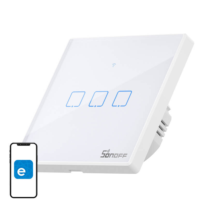 Włącznik dotykowy SONOFF TX T2 Wi-Fi+RF 433 3-kanałowy