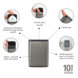 Kosz Brabantia Bo 7l Platinum - 18