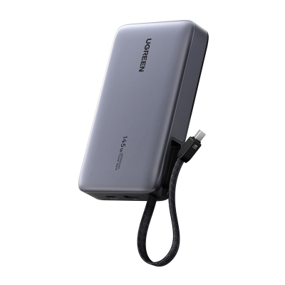  Powerbank 20000mAh Ugreen PB551, 145W, USB + USB-C, built-in cable (gray)