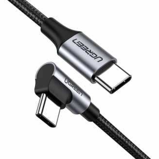Kabel USB-C do USB-C, kątowy UGREEN  US255 QC 3.0 PD 3A 60W 1m (czarny) - 2