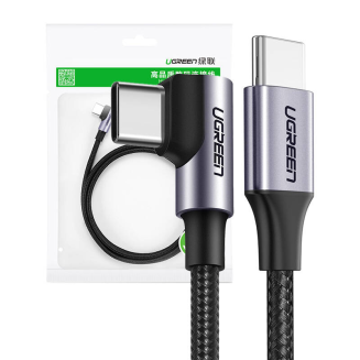 Kabel UGREEN US255 USB-C-USB-C 1m kątowy 60W (czarny) - 3