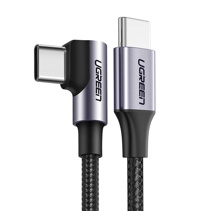  UGREEN US255 USB-C-USB-C cable 1m angled 60W (black)