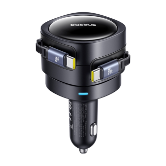 Ładowarka samochodowa Baseus Enjoyment Max z kablami USB-C+USB-C 60W Czarny - 2