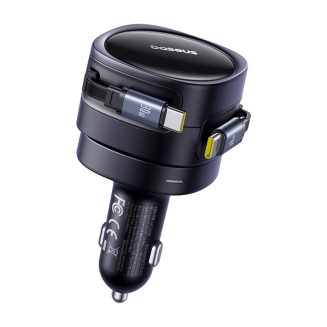 Ładowarka samochodowa Baseus Enjoyment Max z kablami USB-C+USB-C 60W Czarny - 4