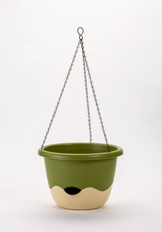 PLASTIA MARETA Donica samonawadniająca okrągła 30 cm zielono-beżowy