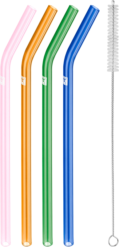  Set of 4 Zwilling Sorrento curved glass straws - Multicolor