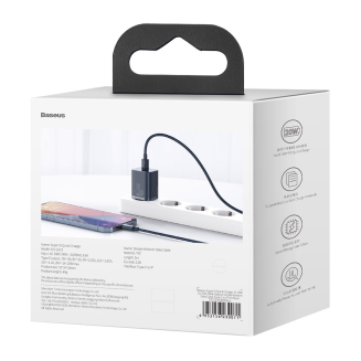 BASEUS Super Si 20W Wall Charger + USB-C-Lightning 1m (Blue) - 12