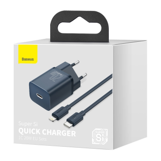 BASEUS Super Si 20W Wall Charger + USB-C-Lightning 1m (Blue) - 11