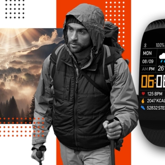 Smartwatch GIEWONT Czarno Pomarańczowy 2 Paski GW200-9 - 10