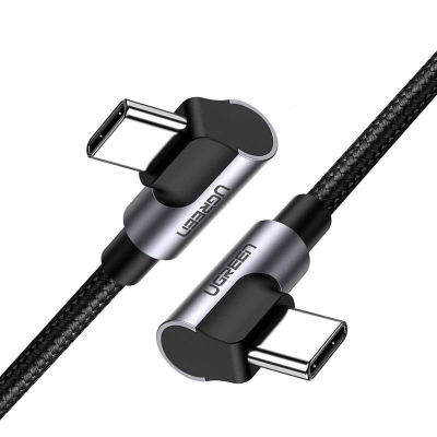 Kabel UGREEN US323 USB-C-USB-C 1m kątowy (czarny)