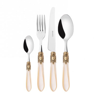 Zestaw sztućców obiadowych Casa Bugatti Oxford Ivory/Gold 24 szt.