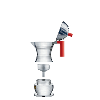 Alessi Pulcina coffee maker for 1 cup with a red handle - 2