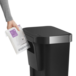  Simplehuman Liner Pocket basket with a pocket for bags, 45l, black - 3