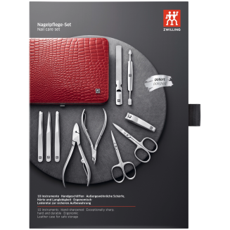 Zestaw do manicure Zwilling Classic Inox czerwone skórzane etui 10 elementów - 12