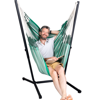  La Siesta Fiji Organic Nougat Comfort Hammock Chair with Stand - 8