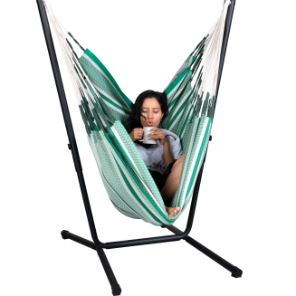  La Siesta Fiji Organic Nougat Comfort Hammock Chair with Stand - 6