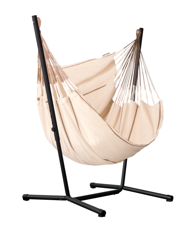 Fotel hamakowy ze stojakiem La Siesta Fiji Organic Nougat Comfort