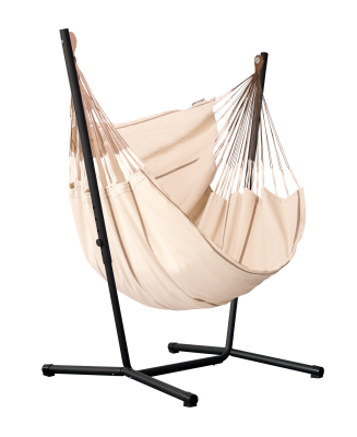 Fotel hamakowy ze stojakiem La Siesta Fiji Organic Nougat Comfort
