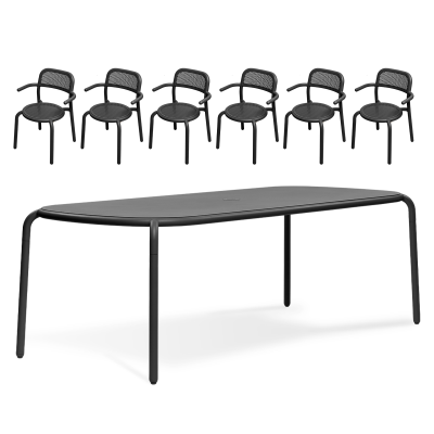 ZESTAW: Stół ogrodowy Fatboy Tablo Toní  + 6 x Fotel ogrodowy Fatboy Armchair Toní