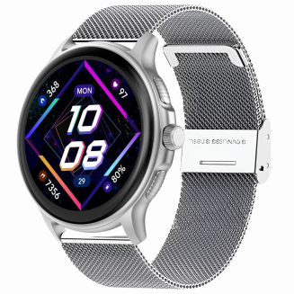 Smartwatch Damski GRAVITY GT12-7 Czarny Pasek Silikonowy + Srebrna Bransoleta - 3