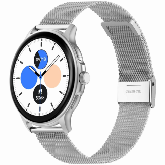 Smartwatch Damski GRAVITY GT12-7 Czarny Pasek Silikonowy + Srebrna Bransoleta - 4