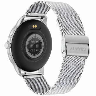 Smartwatch Damski GRAVITY GT12-7 Czarny Pasek Silikonowy + Srebrna Bransoleta - 10