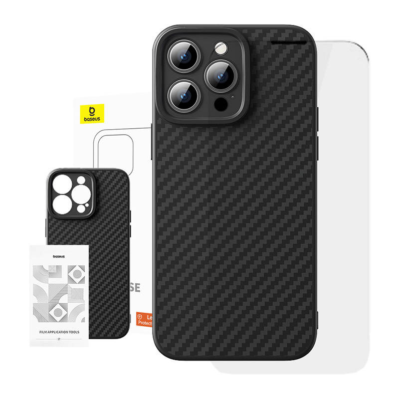 Zestaw ochronny BASEUS Synthetic Fiber do iPhone 15 Pro etui+szkło