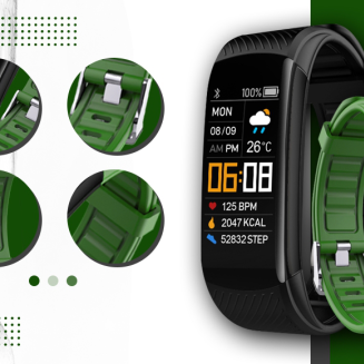 Smartwatch GIEWONT Czarno Zielony 2 Paski GW200-5 - 3