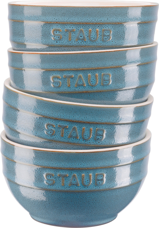  Set of 4 Staub round bowls - 12 cm, Antique turquoise