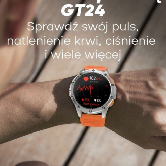 Smartwatch Męski GRAVITY GPS GT24-2 Czarny Pasek Silikonowy + Biały Pasek Silikonowy - 24