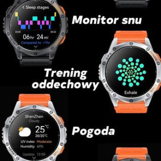 Smartwatch Męski GRAVITY GPS GT24-2 Czarny Pasek Silikonowy + Biały Pasek Silikonowy - 25