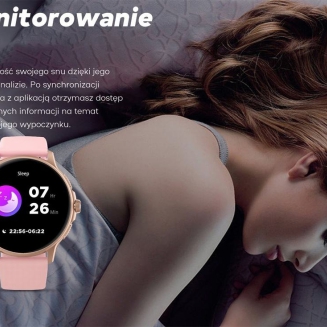 Smartwatch Damski GRAVITY GT12-2 Granatowy Pasek Silikonowy + Czarna Bransoleta - 18