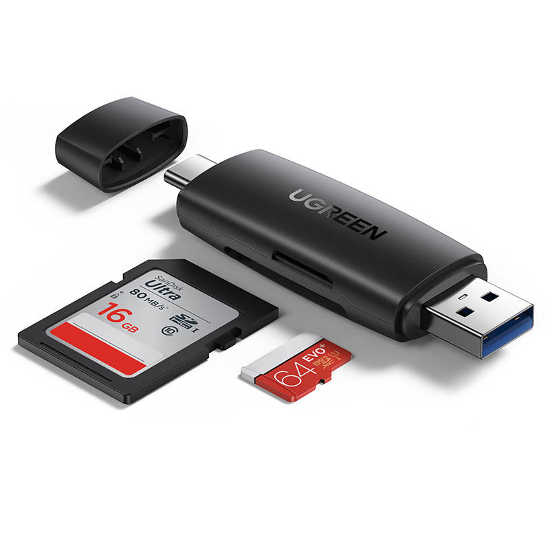 UGREEN CM304 USB-A/USB-C SD/microSD Card Reader (Black)