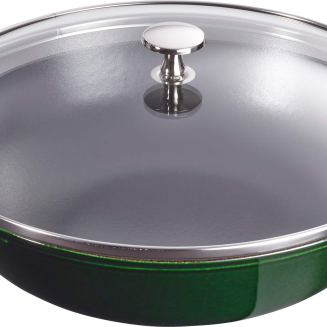 Wok żeliwny z pokrywką Staub - 30 cm, Zielony - 2