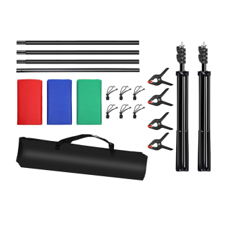 Zestaw/Statyw do mocowania tła fotograficznego Puluz  2x3m + tła fotograficzne 3 szt PKT5205 - 3