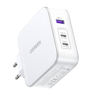 Ładowarka sieciowa UGREEN 15339 Nexode, 2xUSB-C, USB-A 3.0, PD3.0, QC4.0, GaN, 140W (biała) - 2