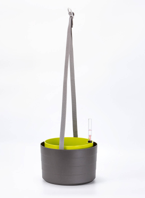 PLASTIA BERBERIS Wisząca donica samonawadniająca okrągła 26 cm szaro-brązowy