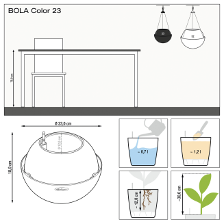 Lechuza Bola Color 23 suspended flowerpot, sand brown - 2