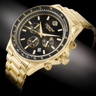 Zegarek Męski Giewont Chronograph Sapphire Złoto Czarny GW3520-B4 - 2