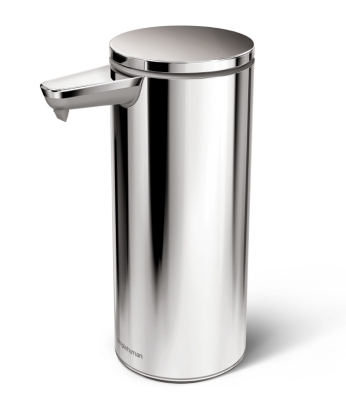 Touchless dispenser with Simplehuman battery, polished steel