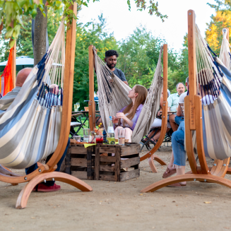 Fotel hamakowy La Siesta Udine Outdoor Almond ze stojakiem - 4