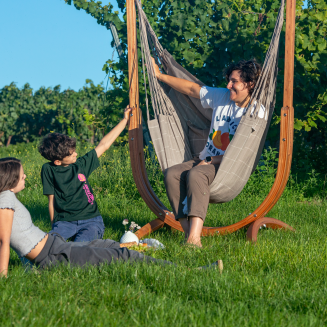 Fotel hamakowy ze stojakiem La Siesta Udine Outdoor Almond Comfort - 15