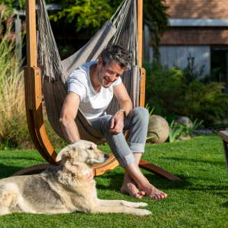 Fotel hamakowy ze stojakiem La Siesta Udine Outdoor Almond Comfort - 13